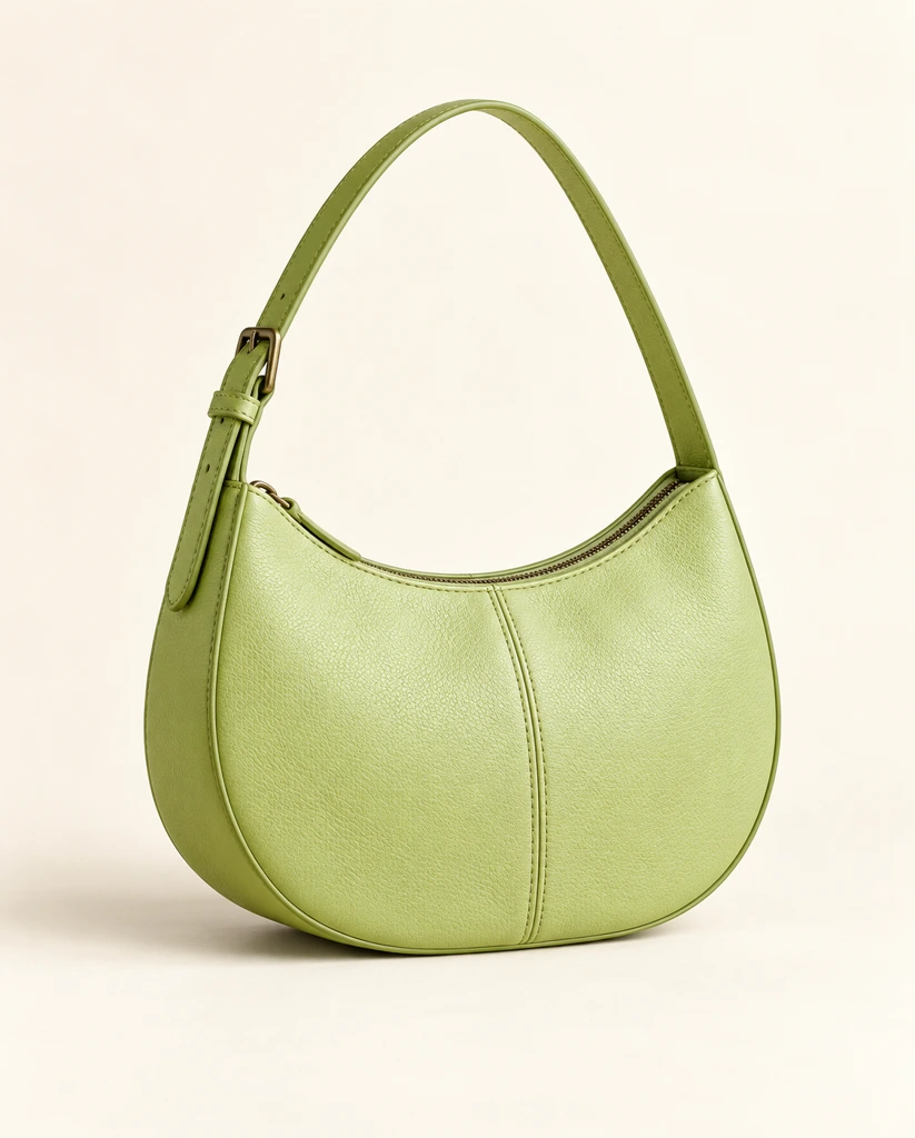 Half-moon bag with a center seam